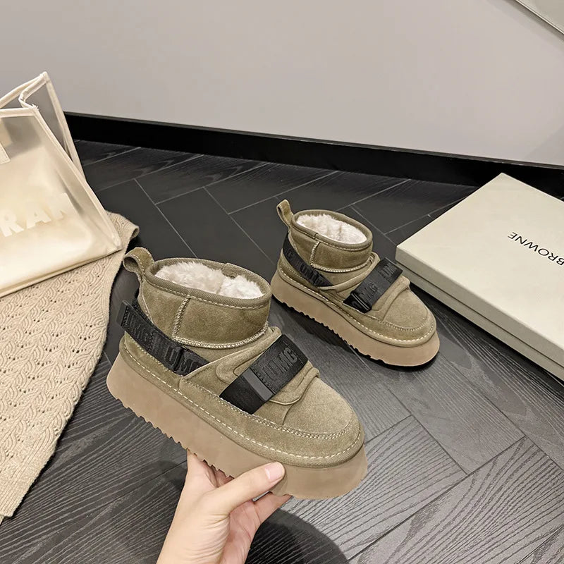 Cow Suede Winter Women's Shoes