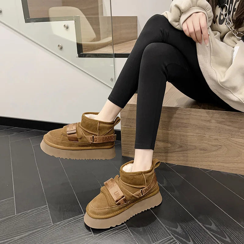 Cow Suede Winter Women's Shoes