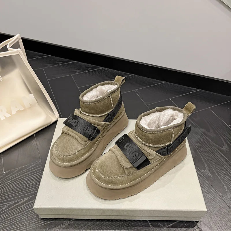 Cow Suede Winter Women's Shoes