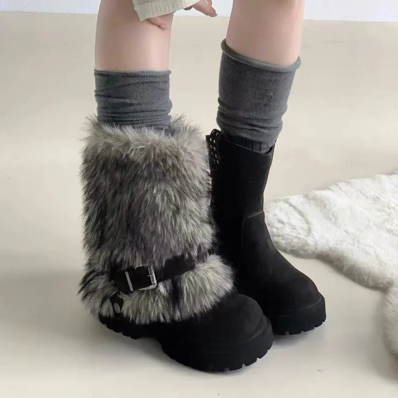 Design Sense: Two Pairs of Fur Anti Slip Girls' Snow Boots
