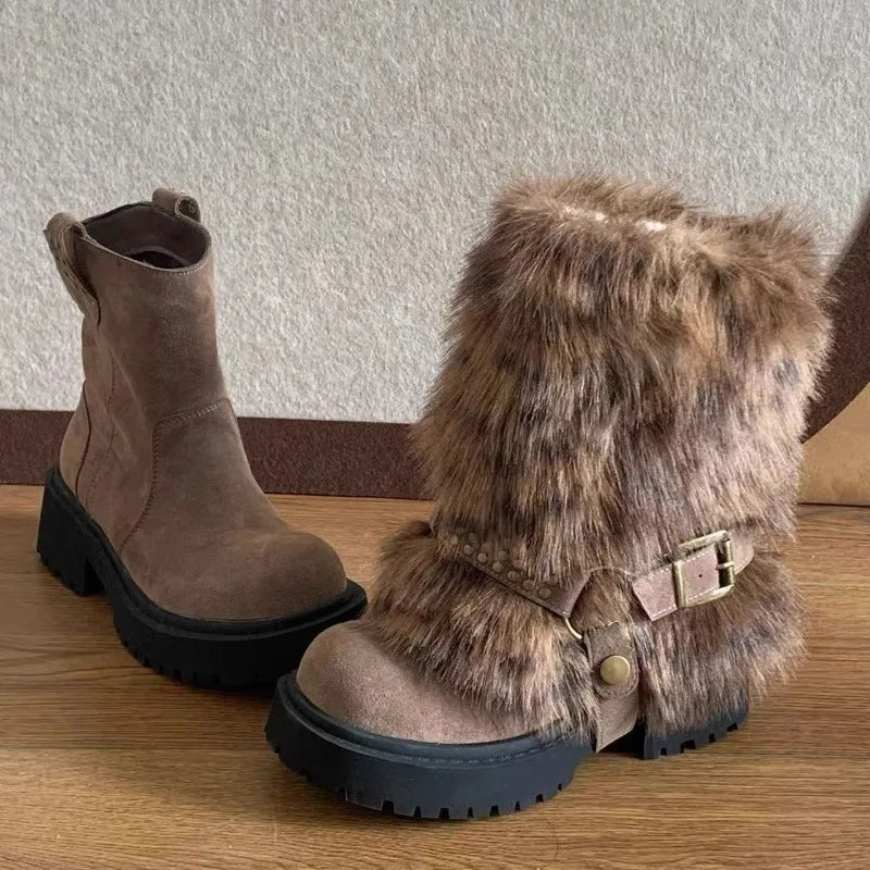 Design Sense: Two Pairs of Fur Anti Slip Girls' Snow Boots