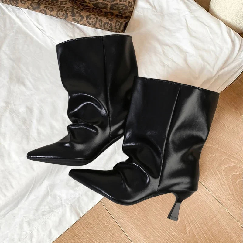 Designer Autumn Winter Pointed Toe Ankle Boots