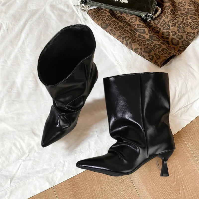 Designer Autumn Winter Pointed Toe Ankle Boots