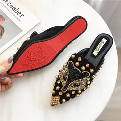 Designer Rhinestone Fox Half-slippers