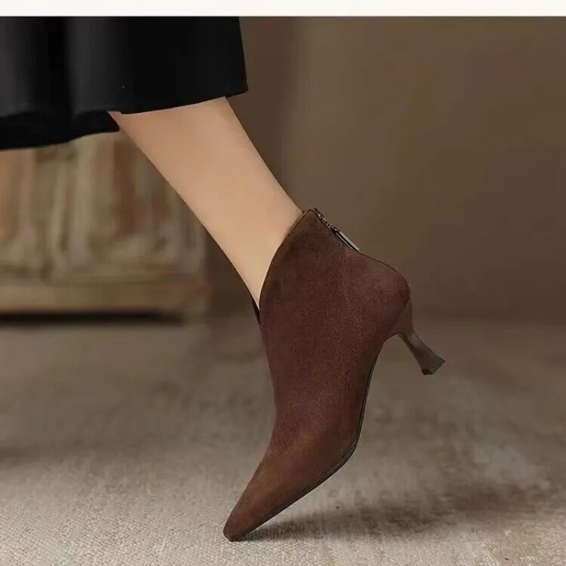 Designer Vintage Pointed Toe Women Ankle Boots