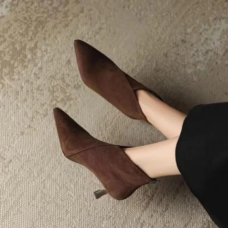 Designer Vintage Pointed Toe Women Ankle Boots