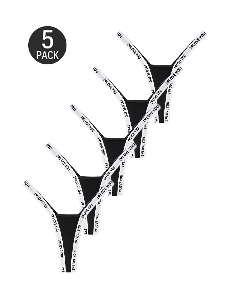 5-Pack Seamless Breathable Letter Elastic Band Thongs