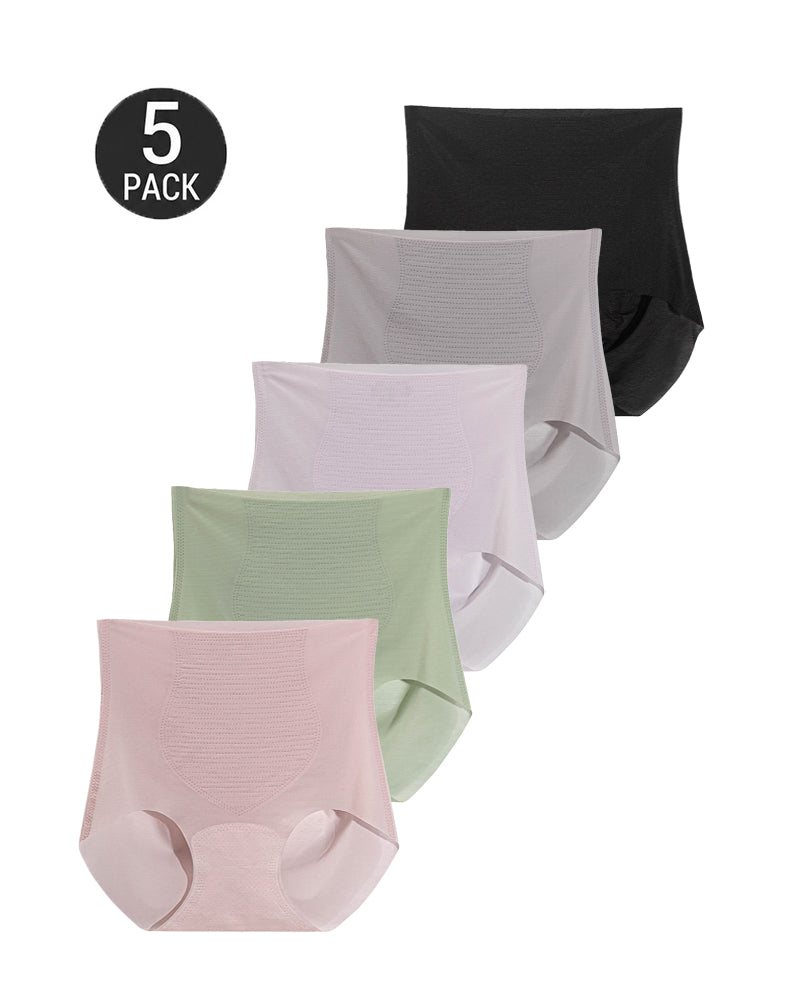 5-Pack Ultra Thin Seamless Ice Silk High Waist Tummy Control Panties