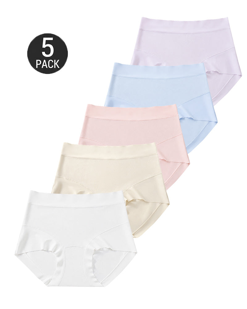 5-Pack High Waist Pure Cotton Seamless Breathable Briefs