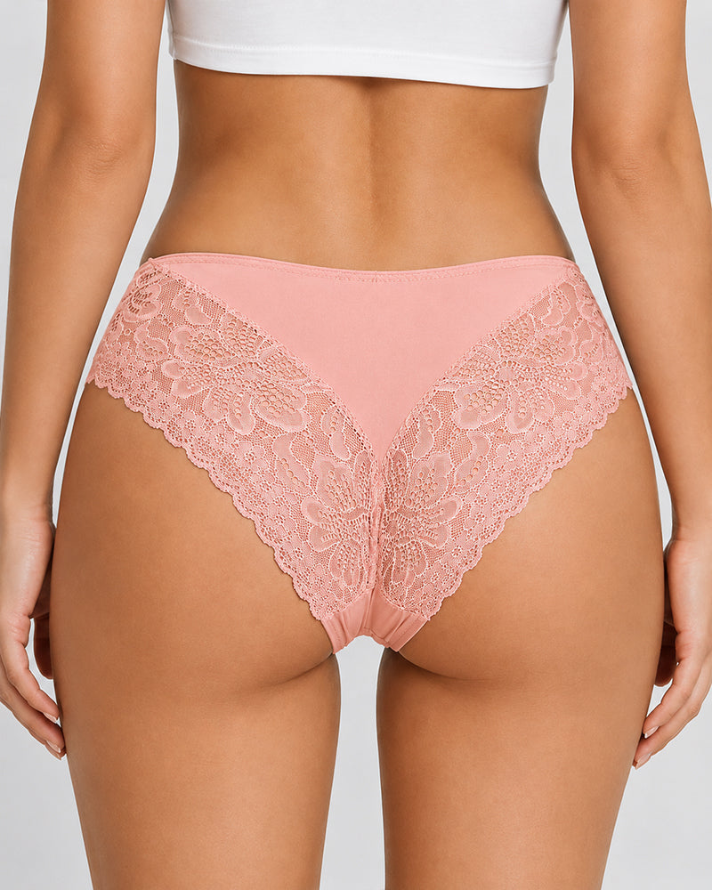 5-Pack Seamless Ice Silk Lace Patchwork Breathable Panties