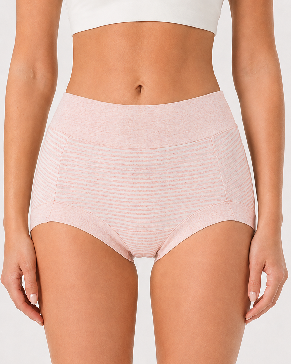 3-Pack Pure Cotton High Waist Tummy Control Striped Briefs