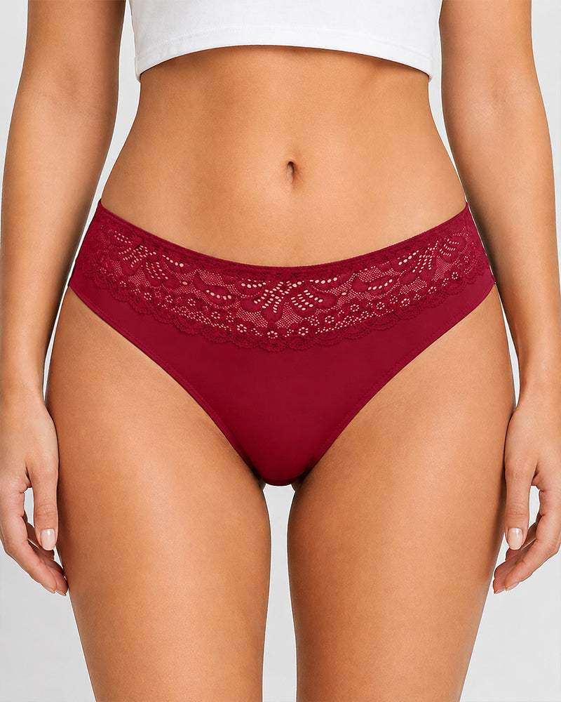 5-Pack Seamless Ice Silk Lace Patchwork Breathable Panties
