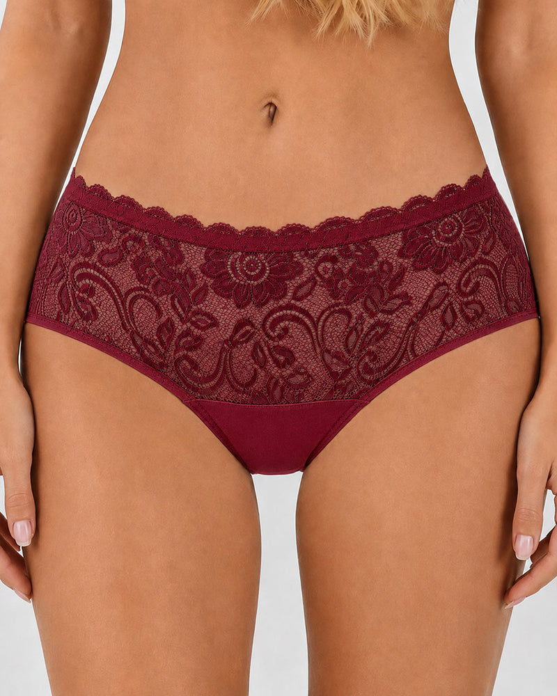 5-Pack Lace Openwork Cotton Crotch High Elastic Panties