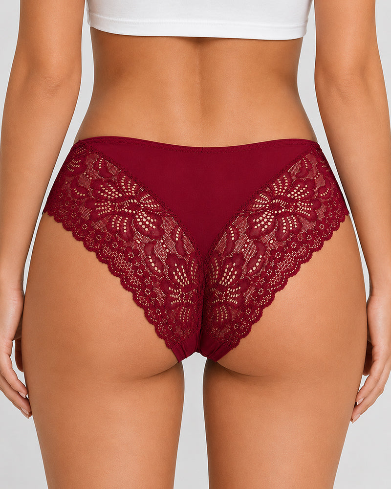 5-Pack Seamless Ice Silk Lace Patchwork Breathable Panties
