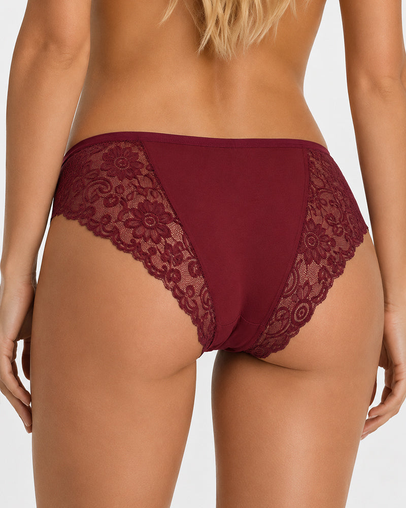 5-Pack Lace Openwork Cotton Crotch High Elastic Panties