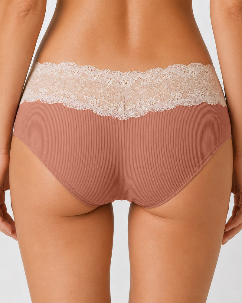5-Pack Seamless Lace Cotton Antibacterial Crotch Panties