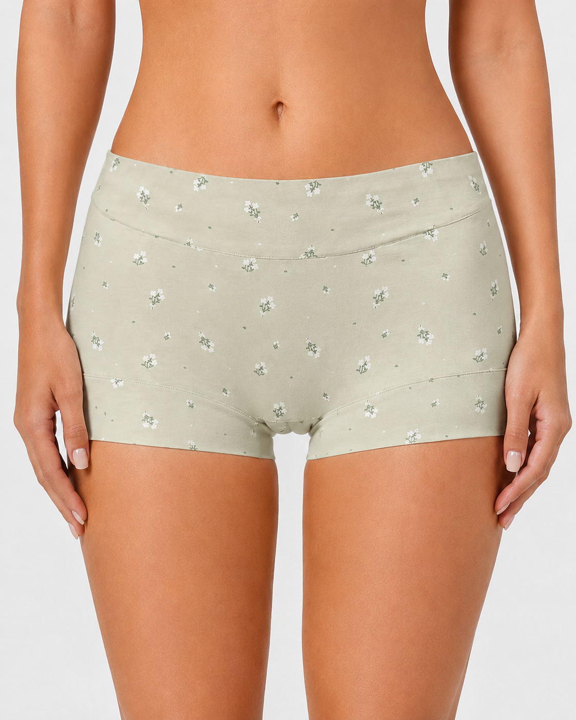 Pure Cotton Floral Print Tummy Control Seamless Breathable Boxer Briefs