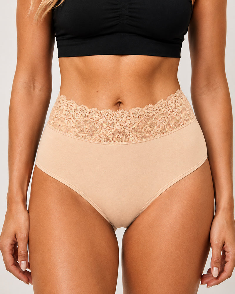 5-Pack Lace Trim Cotton Seamless Panties