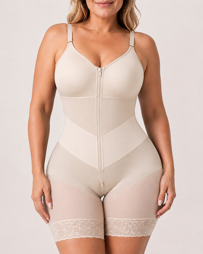 Women Tummy Control V-shaped Elastic Band with Zipper Closure Shapewear