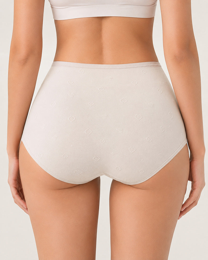 5-Pack Seamless Cotton Tummy Control Heart Jacquard Antibacterial Briefs