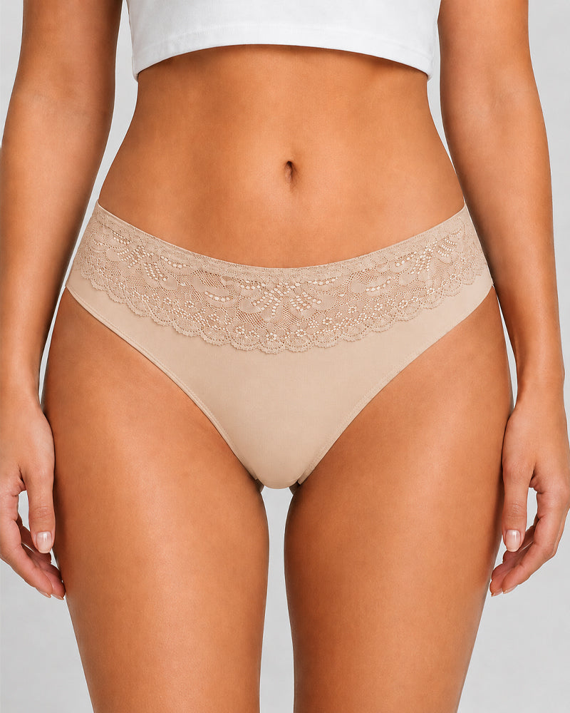 5-Pack Seamless Ice Silk Lace Patchwork Breathable Panties