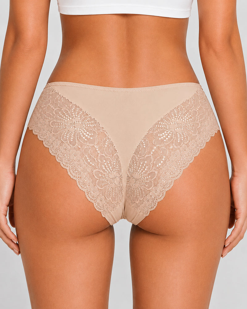 5-Pack Seamless Ice Silk Lace Patchwork Breathable Panties