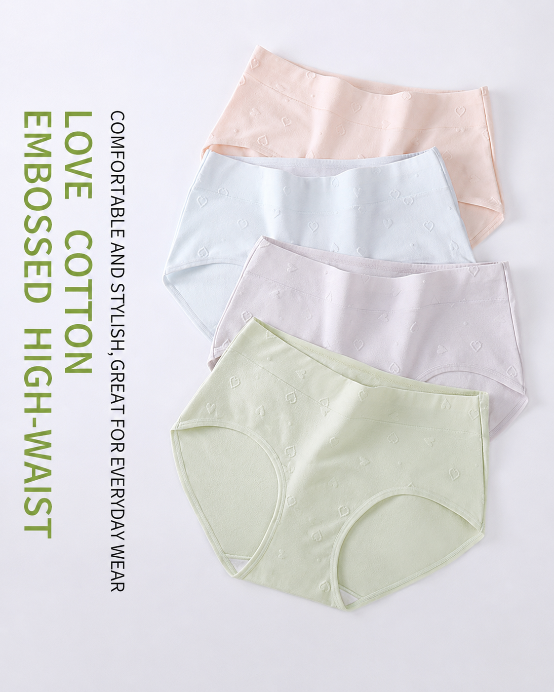 5-Pack Seamless Cotton Tummy Control Heart Jacquard Antibacterial Briefs