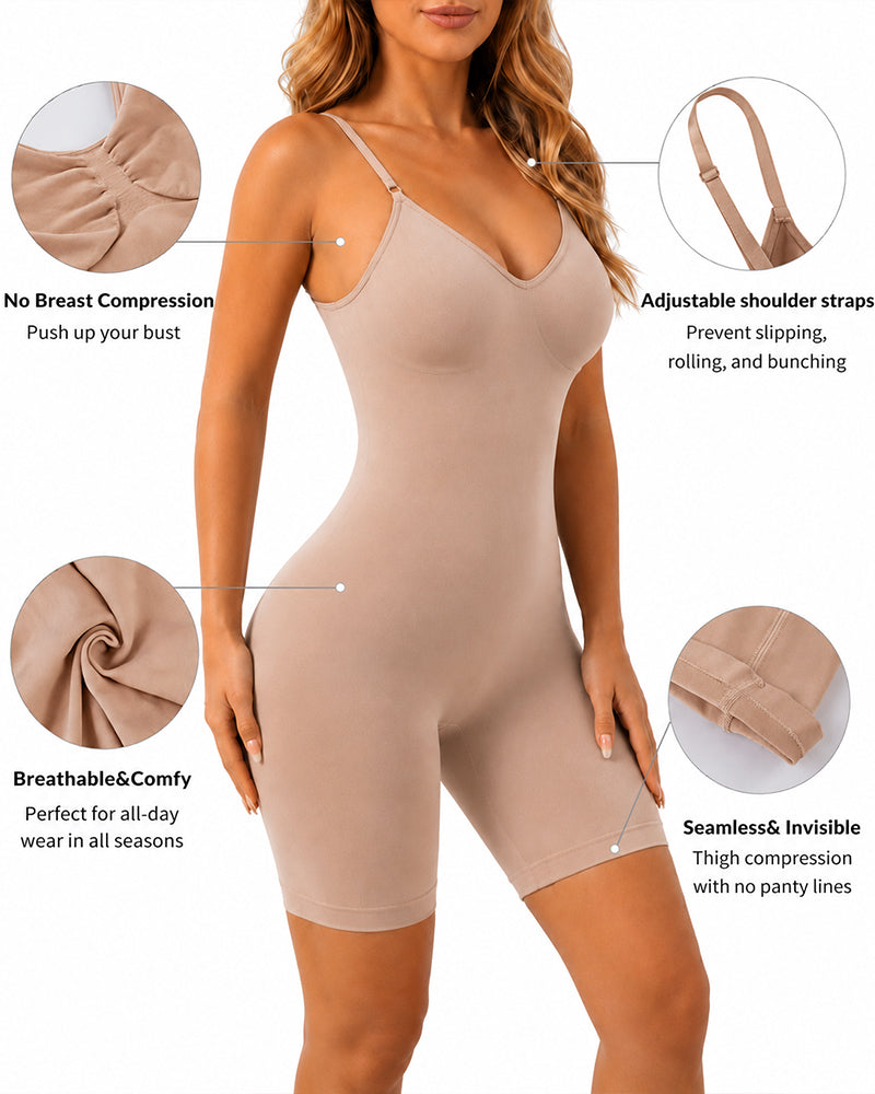 Deep V Seamless Tummy Control Hip Lift Backless Body Shapewear