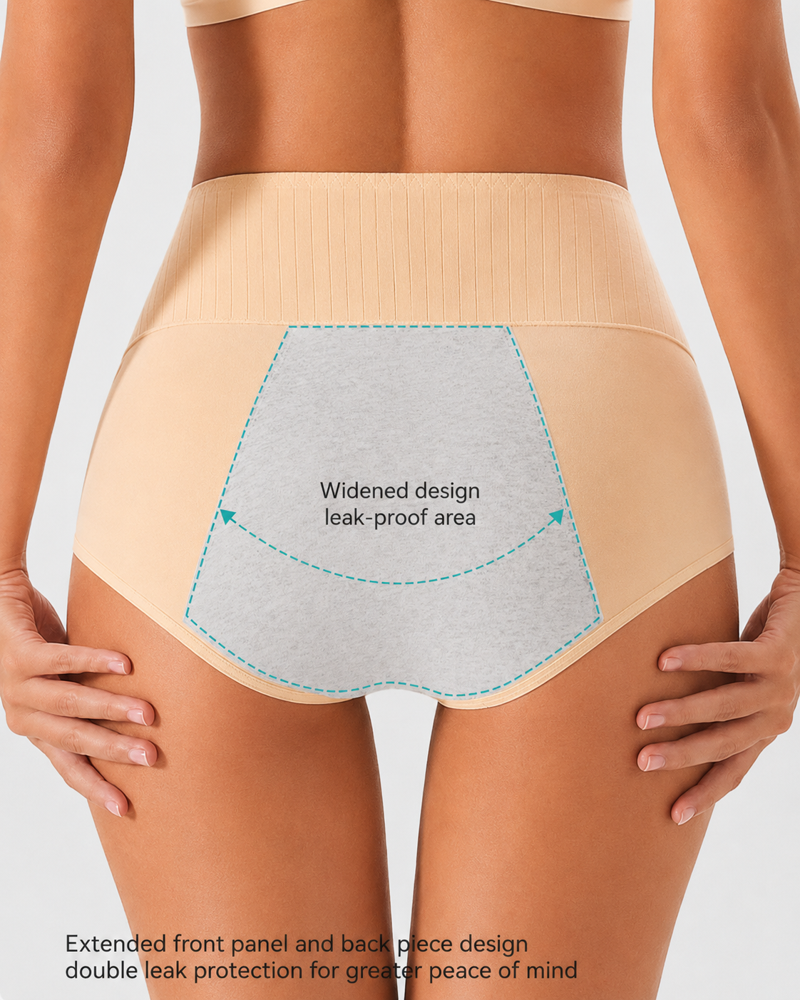 3-Pack High Waist Pure Cotton Comfortable Leak-proof Menstrual Panties