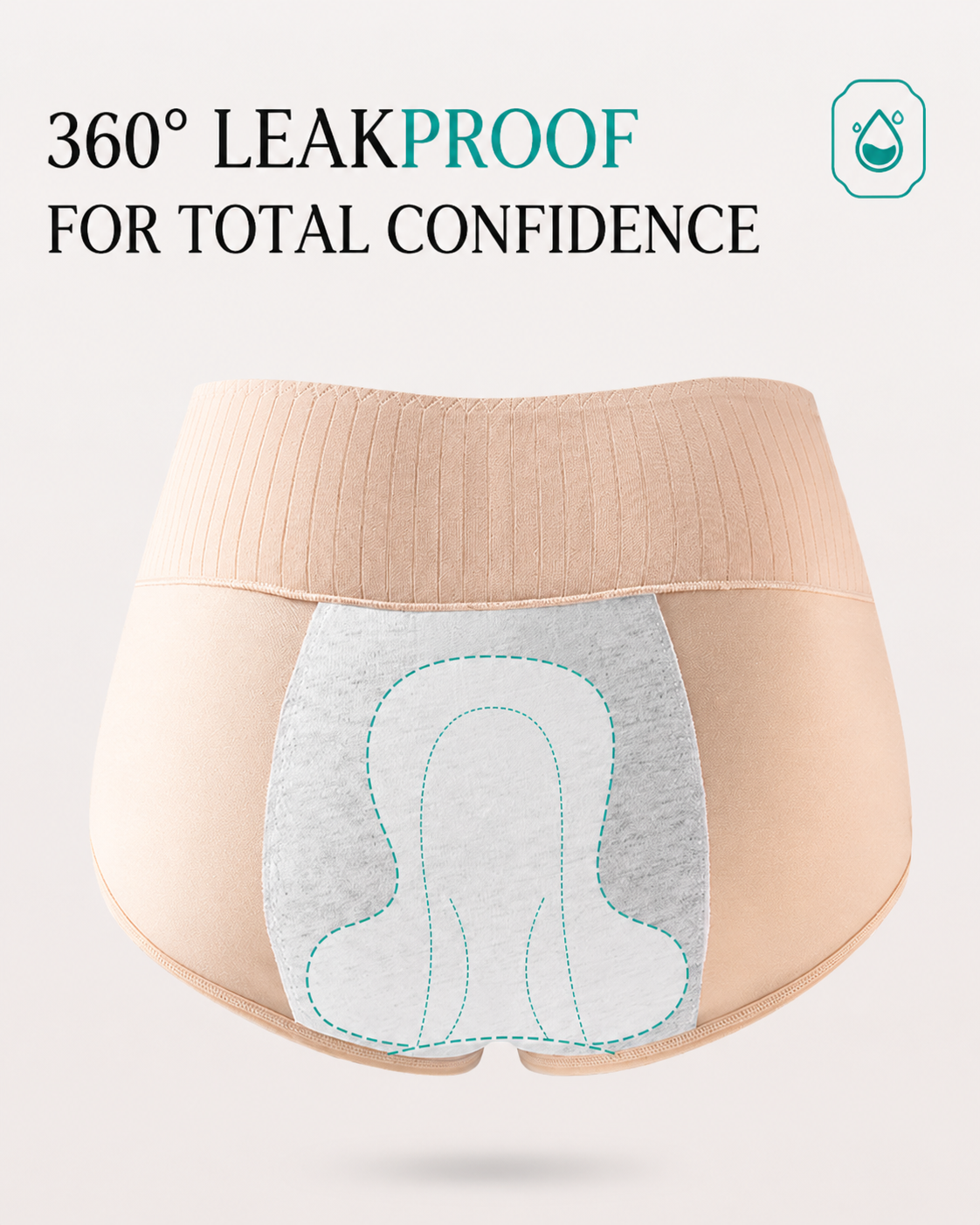 3-Pack High Waist Pure Cotton Comfortable Leak-proof Menstrual Panties