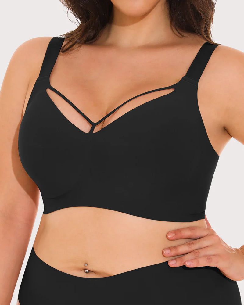 Women's Plus Size Wire-Free Seamless V-Neck Comfort Bra