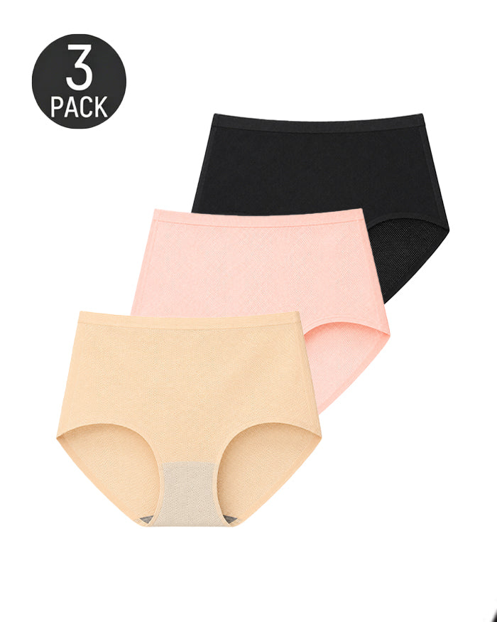 3-Pack Plus Size Mesh Ice Silk Breathable Seamless Panties