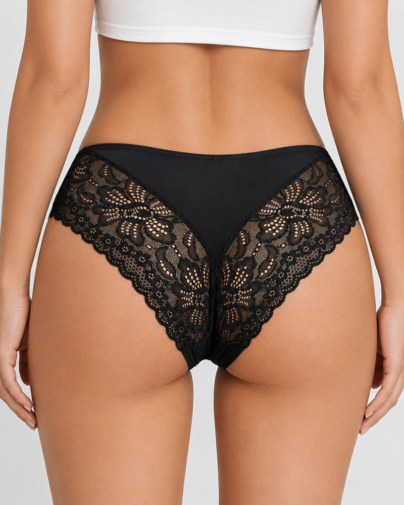 5-Pack Seamless Ice Silk Lace Patchwork Breathable Panties