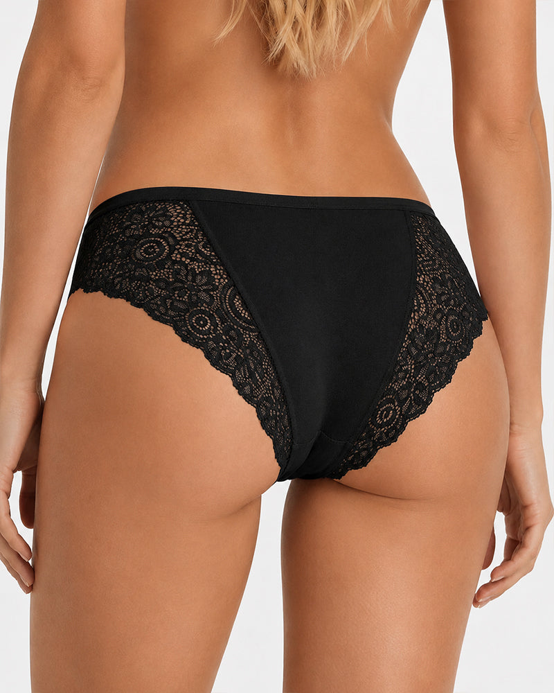 5-Pack Lace Openwork Cotton Crotch High Elastic Panties