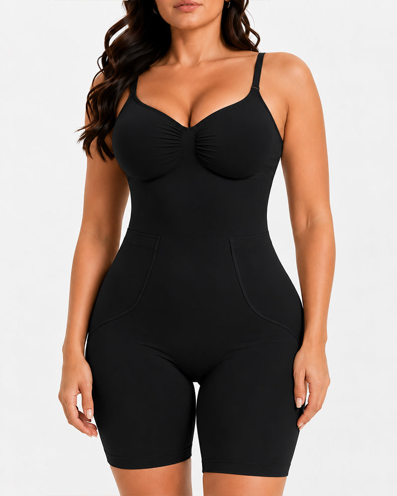 Seamless Tummy Control Back Pull-Down Bodysuit Shapewear