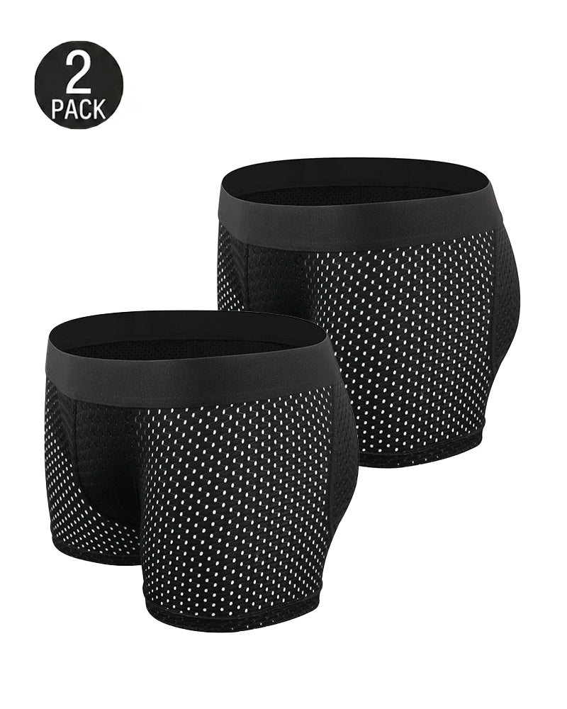 2-Pack Men's Breathable Mesh with Removable Pads for Buttock Shaping Panties