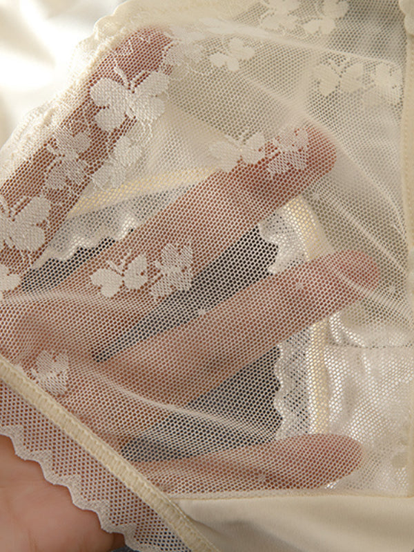 Seamless Lace Mesh Openwork Panties