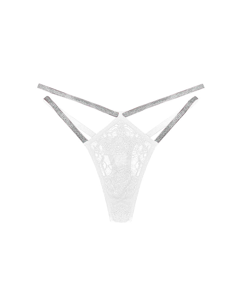 Lace Openwork Shiny Belt Low-rise Thong