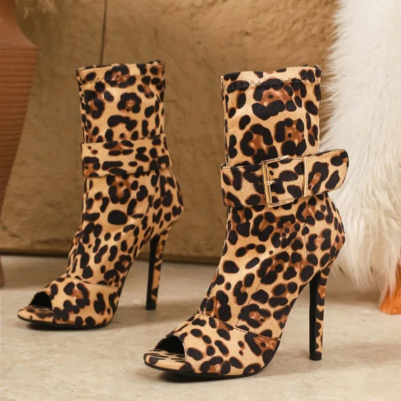 Eilyken Spring Sexy Peep Toe Stiletto Heels Boots
