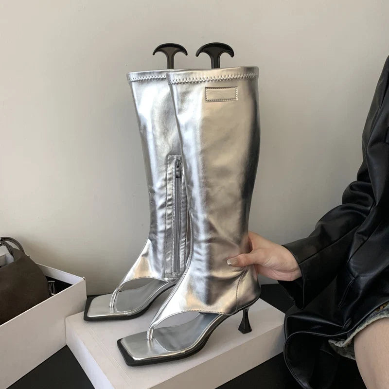 Eilyken Design Open Clip Toe Knee High Boots