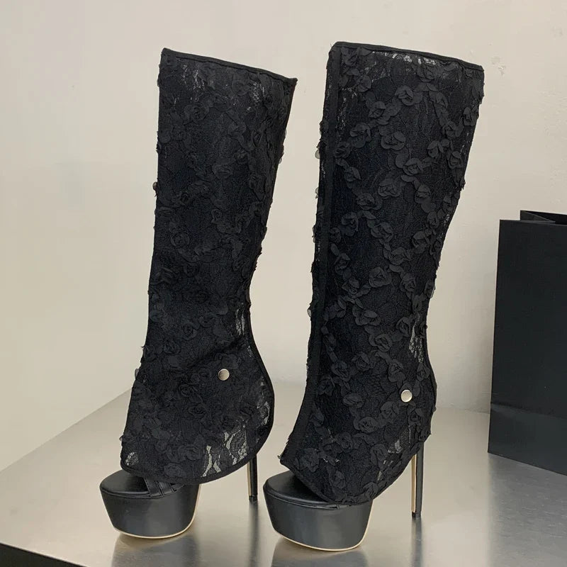 Eilyken Design Style Removable Lace Buckle Strap Woman's Boots