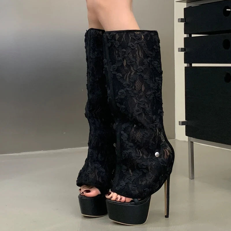 Eilyken Design Style Removable Lace Buckle Strap Woman's Boots