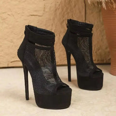 Eilyken Designer Hollow Out Breathable Mesh Peep Toe Woman Sandals Boots