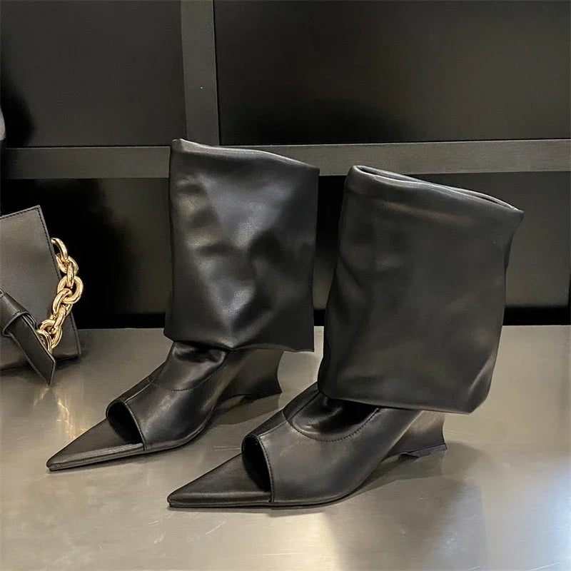 Eilyken Pointed Peep Toe Women Boots