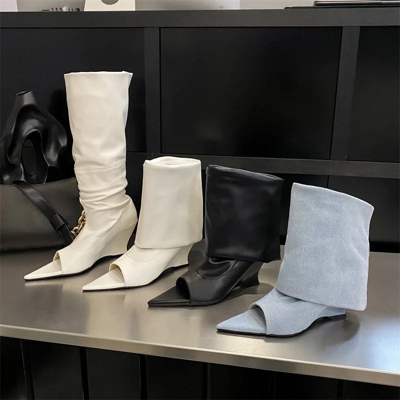 Eilyken Pointed Peep Toe Women Boots