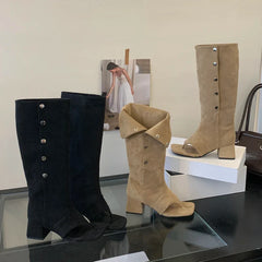 Eilyken Spring Autumn Square Clip Toe Women Knee-High Boots