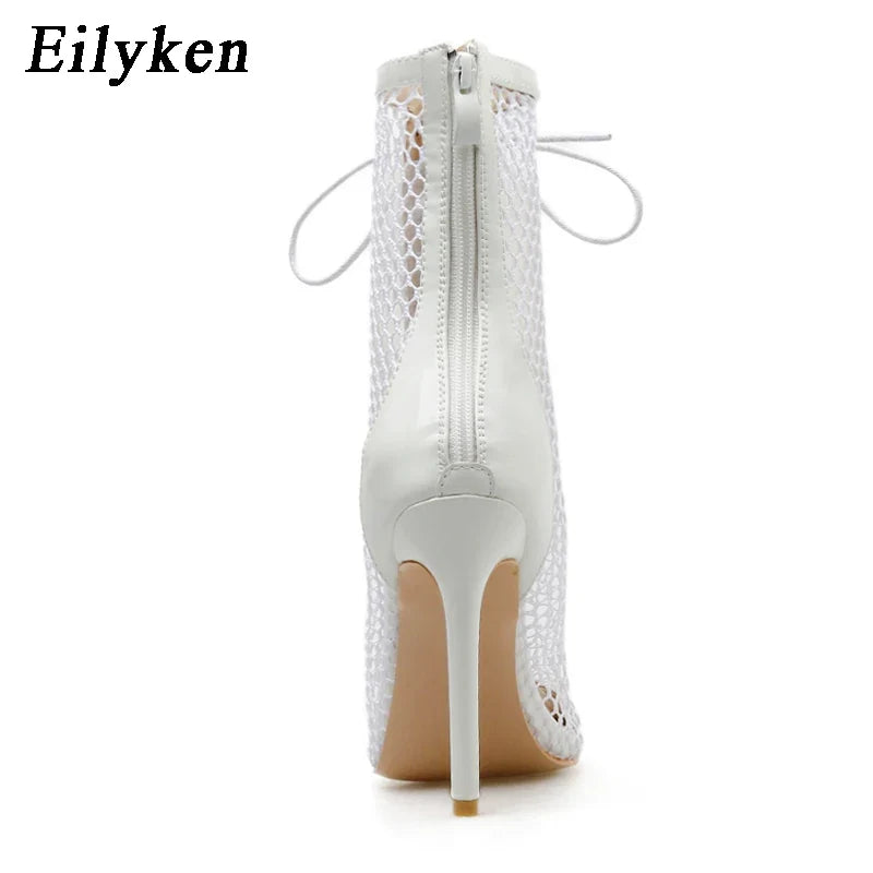 Eilyken Zipper Peep Toe Mesh Woman Ankle Boots