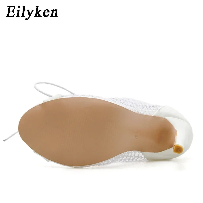 Eilyken Zipper Peep Toe Mesh Woman Ankle Boots