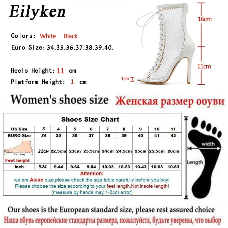 Eilyken Zipper Peep Toe Mesh Woman Ankle Boots