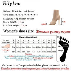 Eilyken Green Knitting Elastic Womens Sock Ankle Boots